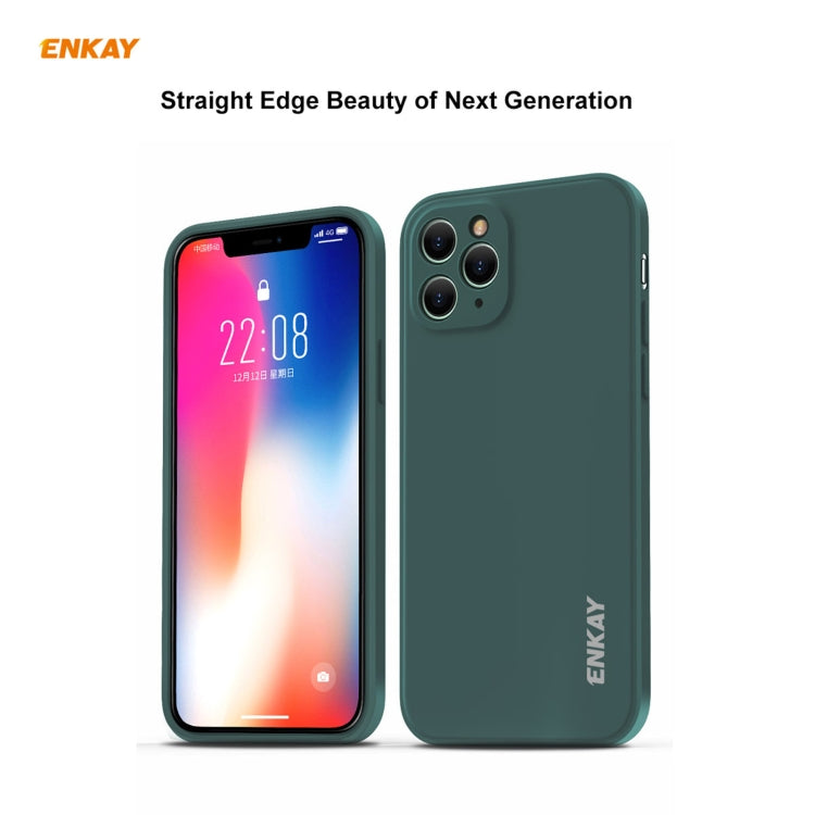 For iPhone 11 Pro Hat-Prince ENKAY ENK-PC0652 Liquid Silicone Straight Edge Shockproof Protective Case + 0.26mm 9H 2.5D Full Glue Full Coverage Tempered Glass Protector Film, For iPhone 11 Pro