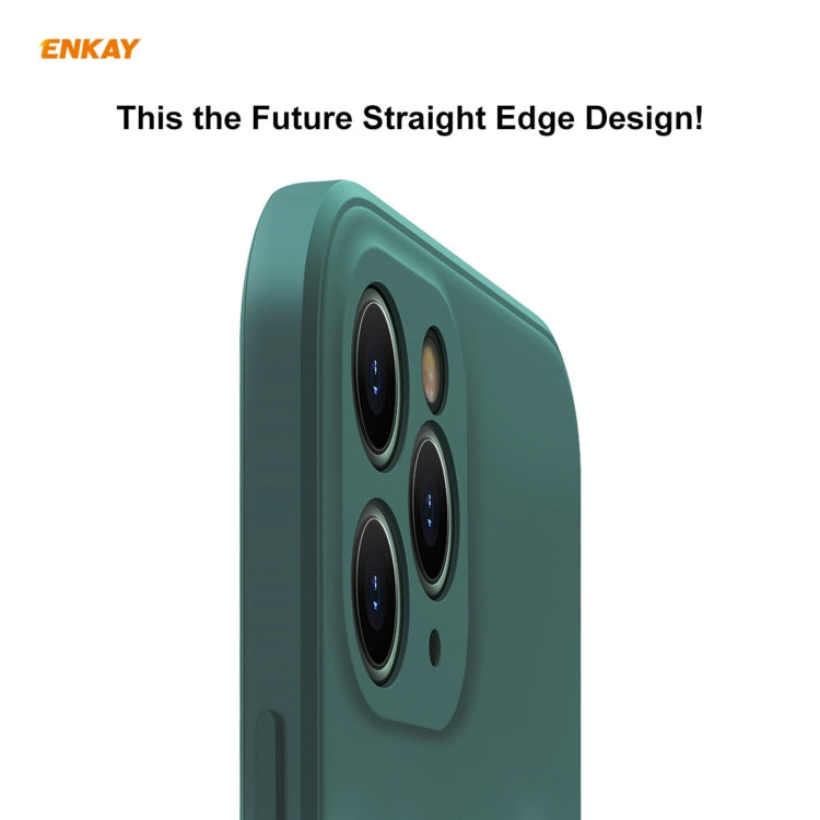 For iPhone 11 Pro Hat-Prince ENKAY ENK-PC0652 Liquid Silicone Straight Edge Shockproof Protective Case + 0.26mm 9H 2.5D Full Glue Full Coverage Tempered Glass Protector Film, For iPhone 11 Pro
