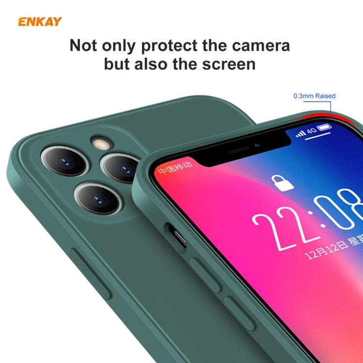 For iPhone 11 Pro Hat-Prince ENKAY ENK-PC0652 Liquid Silicone Straight Edge Shockproof Protective Case + 0.26mm 9H 2.5D Full Glue Full Coverage Tempered Glass Protector Film, For iPhone 11 Pro