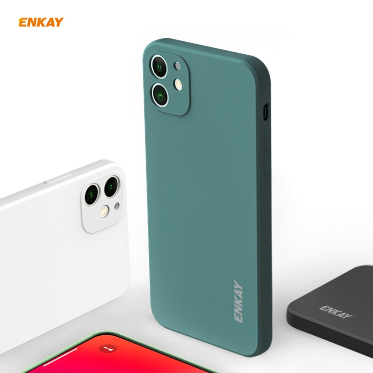 For iPhone 12 mini Hat-Prince ENKAY ENK-PC0672 Liquid Silicone Straight Edge Shockproof Case + 0.26mm 9H 2.5D Full Glue Tempered Glass Film, For iPhone 12 mini
