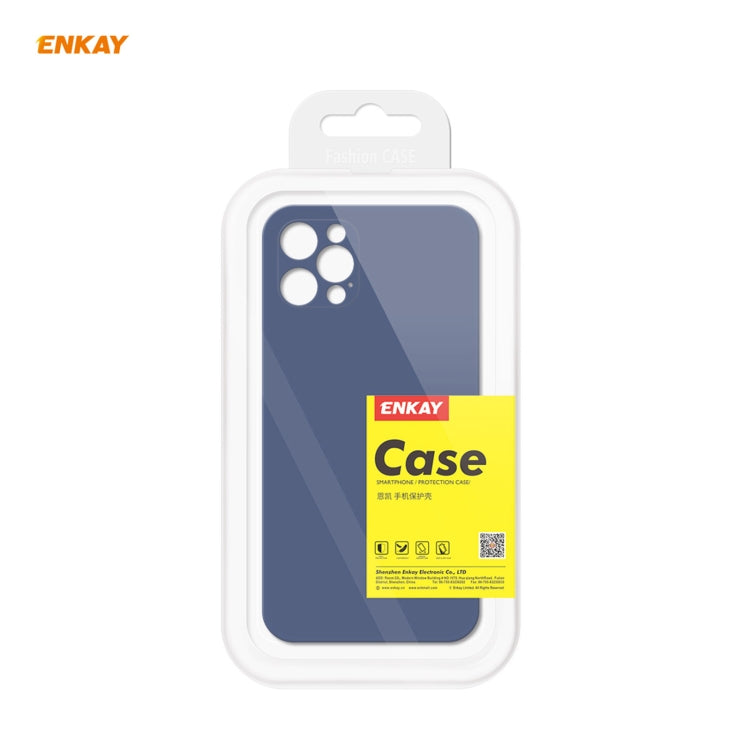 For iPhone 12 Pro Hat-Prince ENKAY ENK-PC0692 Liquid Silicone Straight Edge Shockproof Case + 0.26mm 9H 2.5D Full Glue Tempered Glass Film, For iPhone 12 Pro