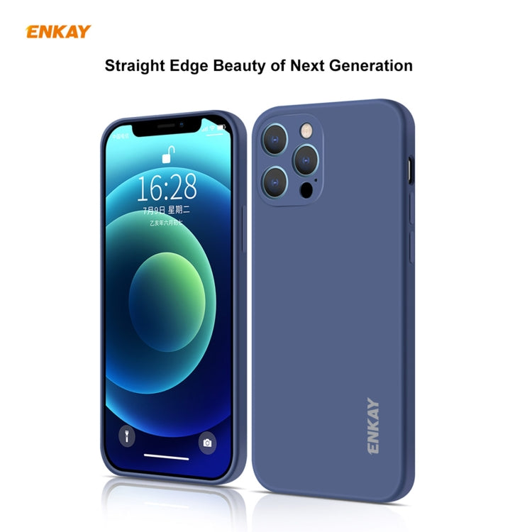 For iPhone 12 Pro Hat-Prince ENKAY ENK-PC0692 Liquid Silicone Straight Edge Shockproof Case + 0.26mm 9H 2.5D Full Glue Tempered Glass Film, For iPhone 12 Pro