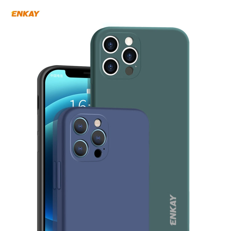 For iPhone 12 Pro Hat-Prince ENKAY ENK-PC0702 Liquid Silicone Straight Edge Shockproof Case + 0.26mm 9H 2.5D Full Glue Tempered Glass Film, For iPhone 12 Pro Max