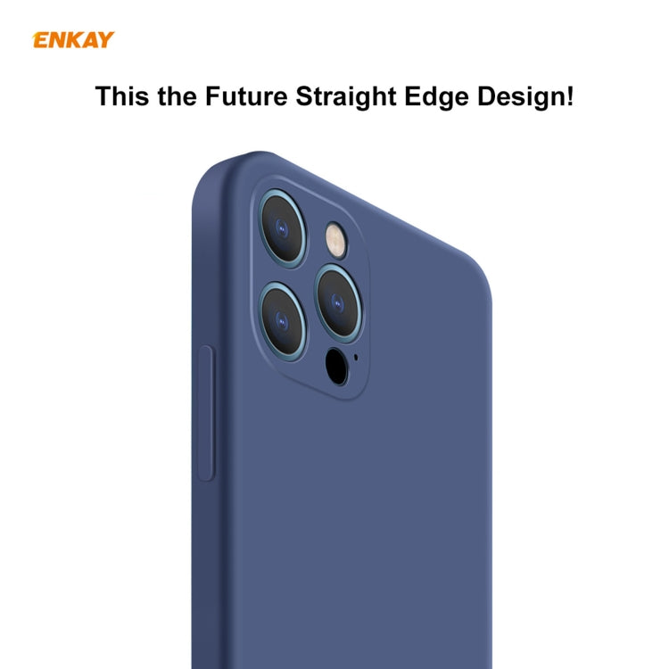 For iPhone 12 Pro Hat-Prince ENKAY ENK-PC0702 Liquid Silicone Straight Edge Shockproof Case + 0.26mm 9H 2.5D Full Glue Tempered Glass Film, For iPhone 12 Pro Max