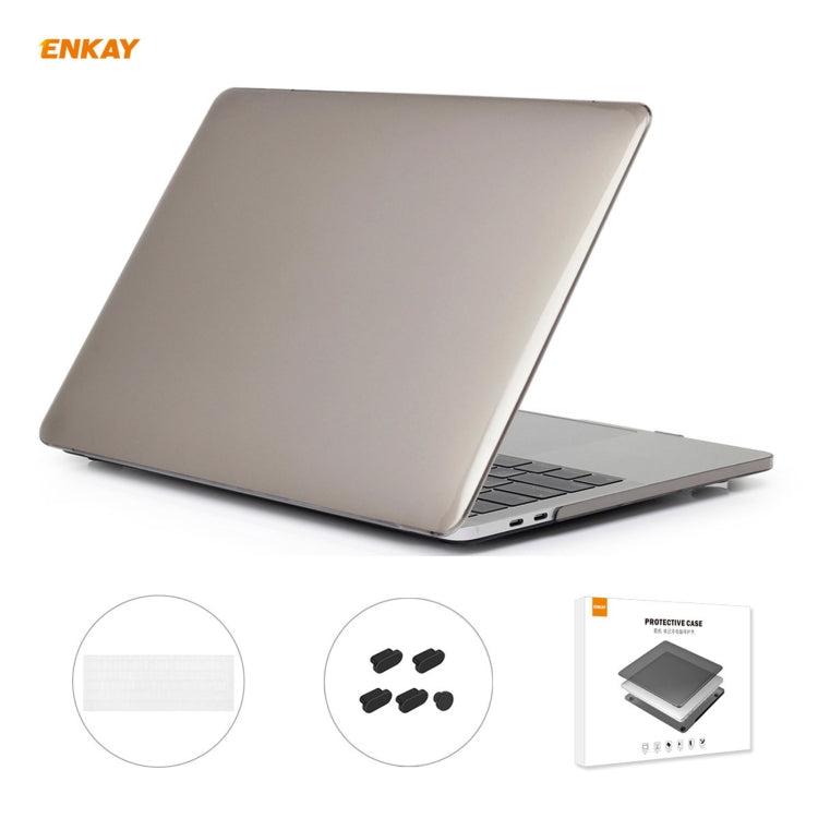 ENKAY 3 in 1 Crystal Laptop Protective Case + EU Version TPU Keyboard Film + Anti-dust Plugs Set for MacBook Pro 15.4 inch A1707 & A1990 (with Touch Bar), For MacBook Pro 15.4 inch A1707 (with Touch Bar)