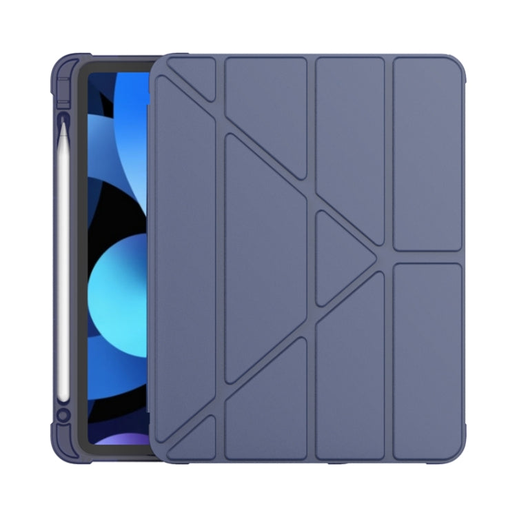 For iPad Air 11 2024 / Air 2022 10.9 Multi-folding Matte Surface Leather Tablet Case with Pen Slot