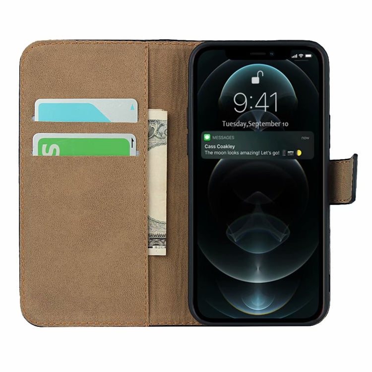 Plain Texture Cowhide Leather Horizontal Flip Case with Magnetic Clasp & Holder & Card Slots & Wallet, For iPhone 12 Pro Max, For iPhone 12 / 12 Pro