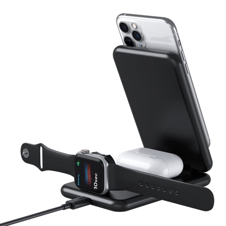 15W 3 in 1 Foldable Qi Fast Wireless Charger Station Phone Holder for iPhones & iWatchs & Airpods
