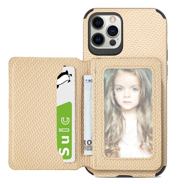 Carbon Fiber Magnetic Card Bag TPU+PU Shockproof Back Cover Case with Holder & Card Slot & Photo Frame, For iPhone 11 Pro, For  iPhone 11 Pro Max
