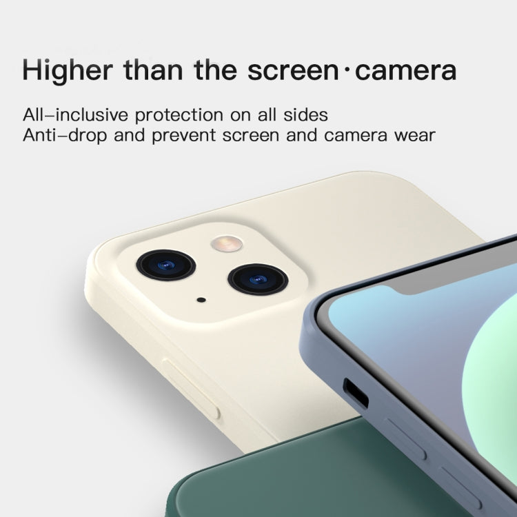 Solid Color Cube Straight Edge Liquid Silicone Lining Flannel Case, For iPhone 13 Pro, For iPhone 13
