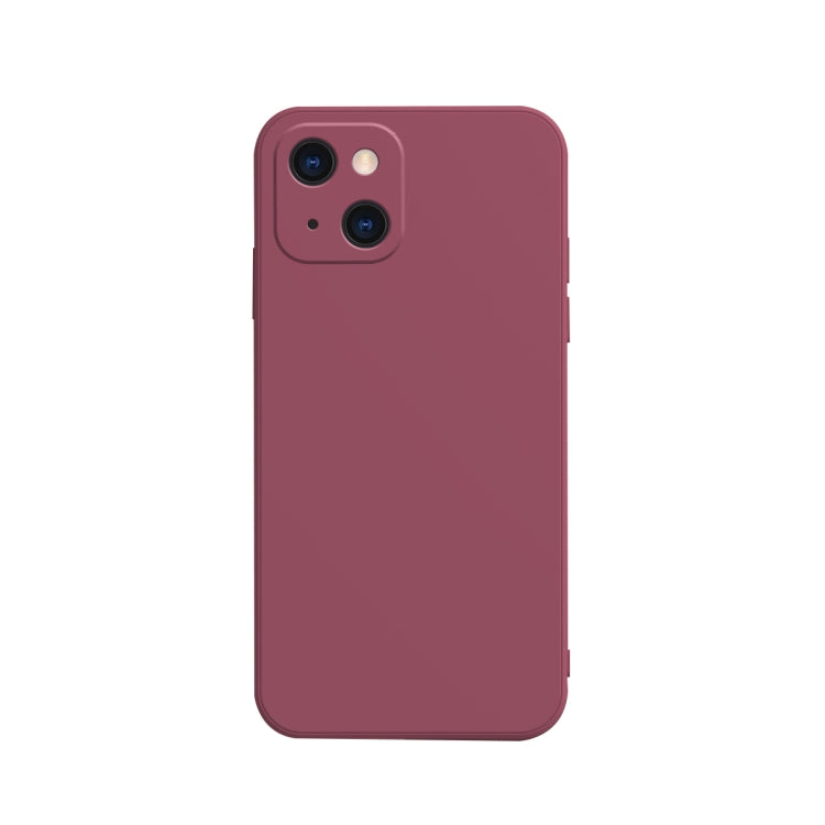 Solid Color Cube Straight Edge Liquid Silicone Lining Flannel Case, For iPhone 13 mini, For iPhone 13 Pro Max