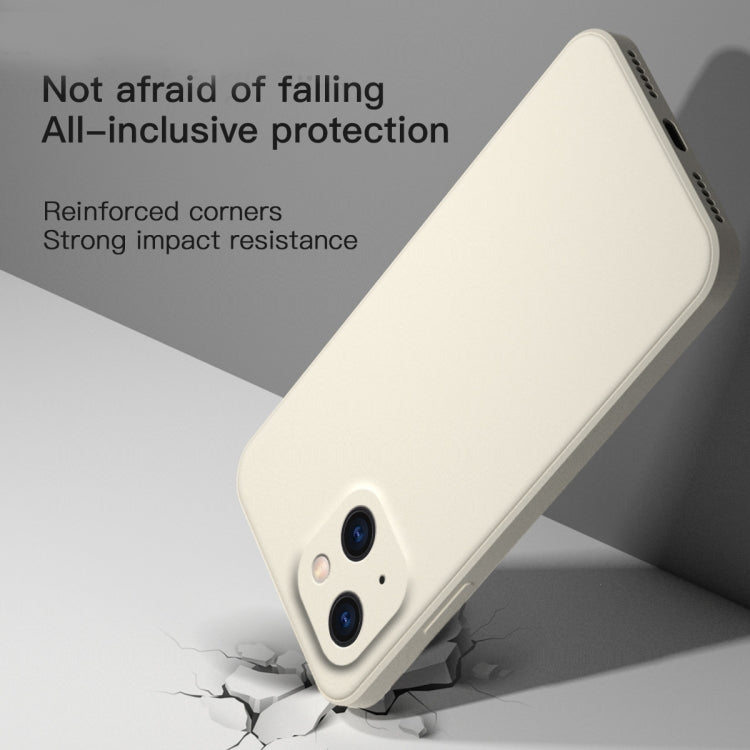 Solid Color Cube Straight Edge Liquid Silicone Lining Flannel Case, For iPhone 13 mini, For iPhone 13 Pro Max