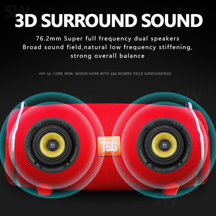 T&G TG187 Portable Waterproof Wireless Bass Surround Bluetooth Speaker with Shoulder Strap, Support FM / TF Card
