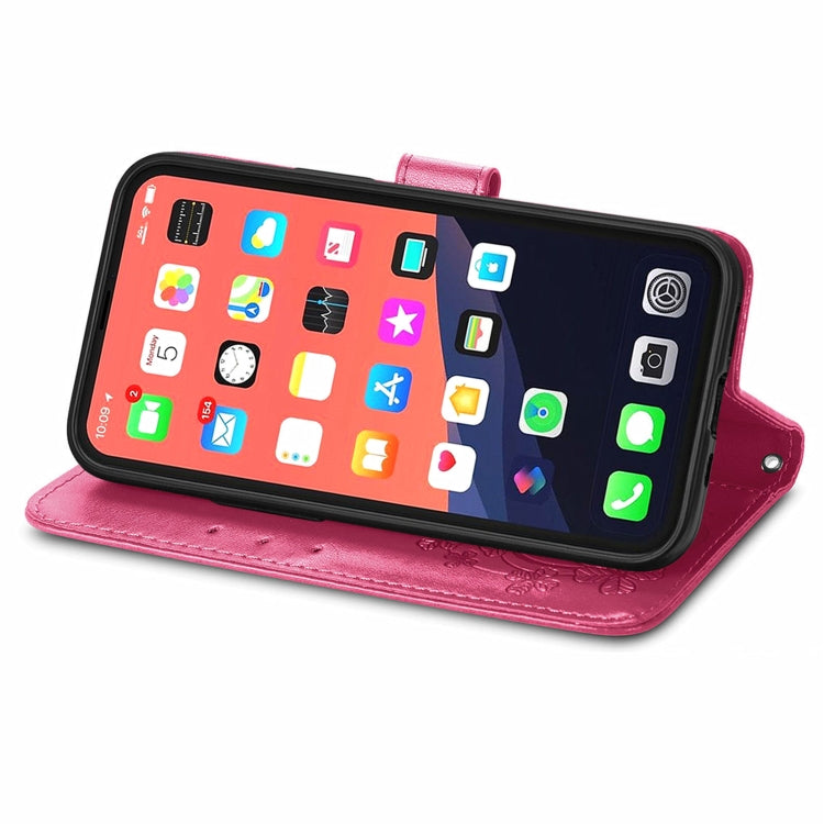 Four-leaf Clover Clasp Embossed Buckle Mobile Phone Protection Leather Case with Lanyard & Card Slot & Wallet & Bracket Function, For iPhone 13 Pro Max, For iPhone 13 Pro, For iPhone 13, For iPhone 13 mini