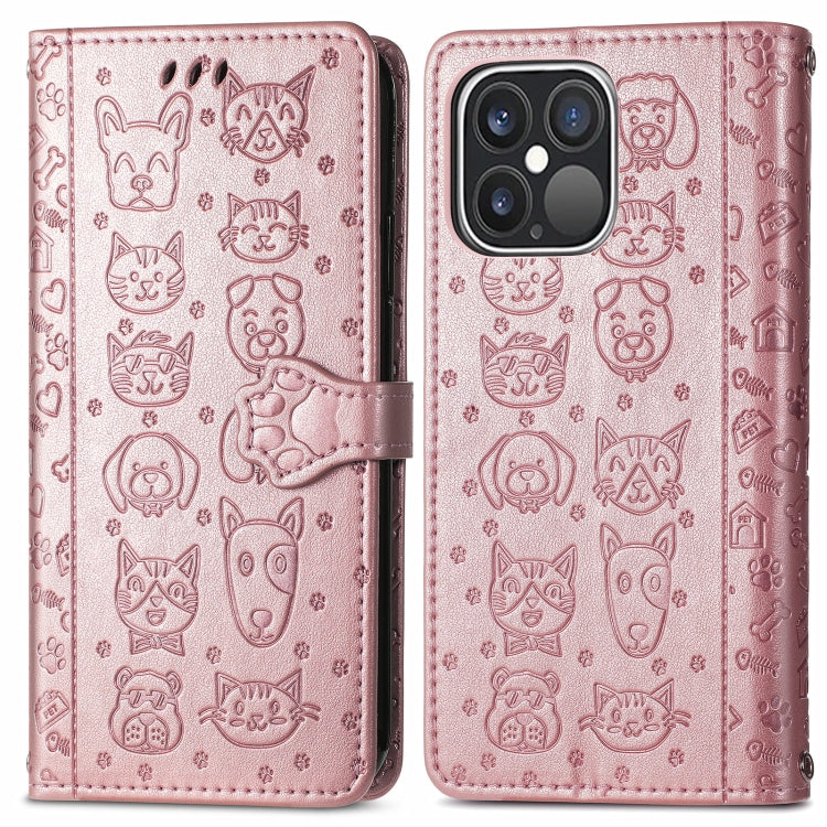 Cute Cat and Dog Embossed Horizontal Flip Leather Case with Holder & Card Slots & Wallet & Lanyard, For iPhone 13 Pro Max, For iPhone 13 Pro, For iPhone  13