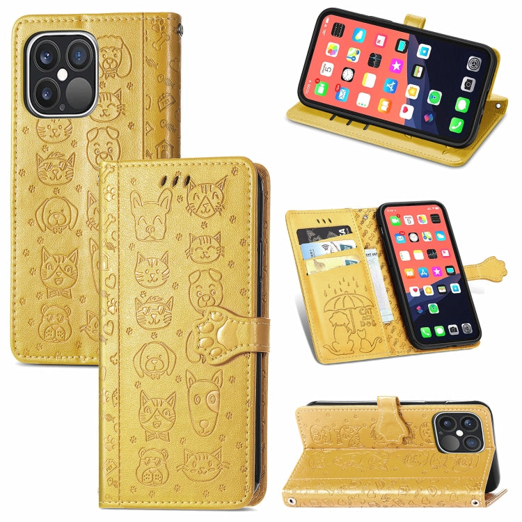 Cute Cat and Dog Embossed Horizontal Flip Leather Case with Holder & Card Slots & Wallet & Lanyard, For iPhone 13 Pro Max, For iPhone 13 Pro, For iPhone  13