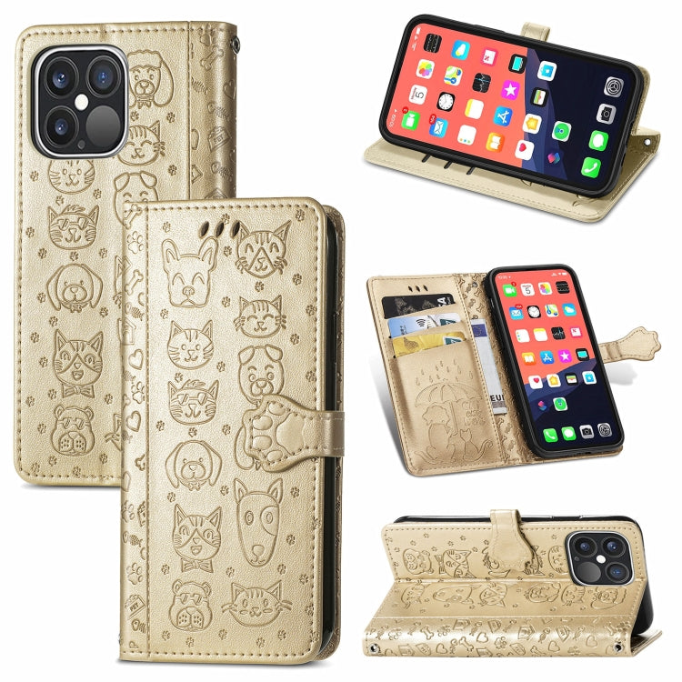 Cute Cat and Dog Embossed Horizontal Flip Leather Case with Holder & Card Slots & Wallet & Lanyard, For iPhone 13 Pro Max, For iPhone 13 Pro, For iPhone  13