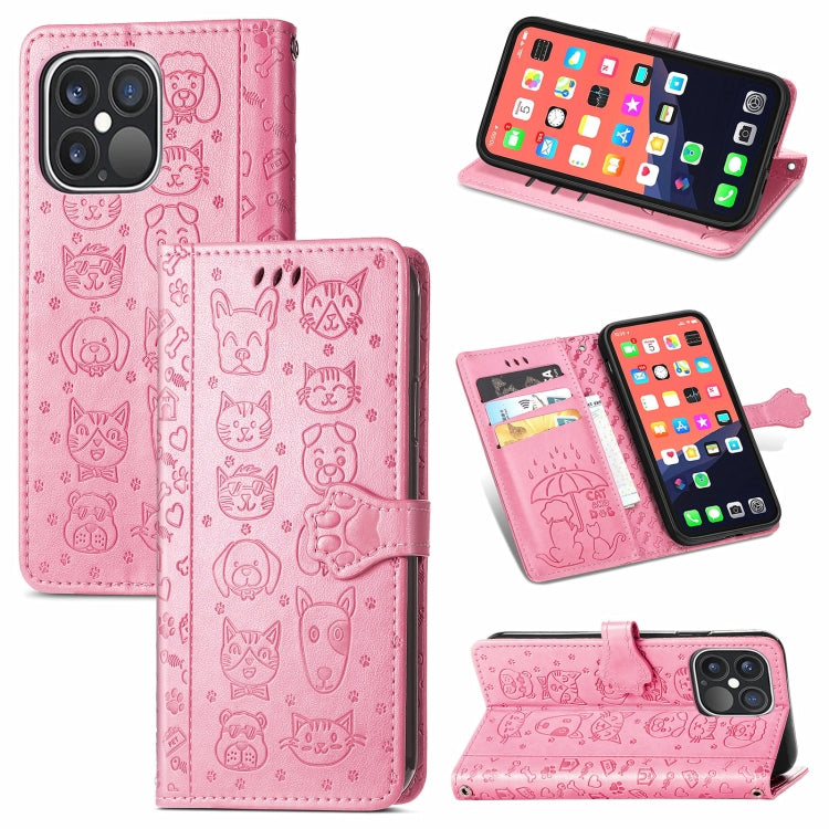 Cute Cat and Dog Embossed Horizontal Flip Leather Case with Holder & Card Slots & Wallet & Lanyard, For iPhone 13 Pro Max, For iPhone 13 Pro, For iPhone  13