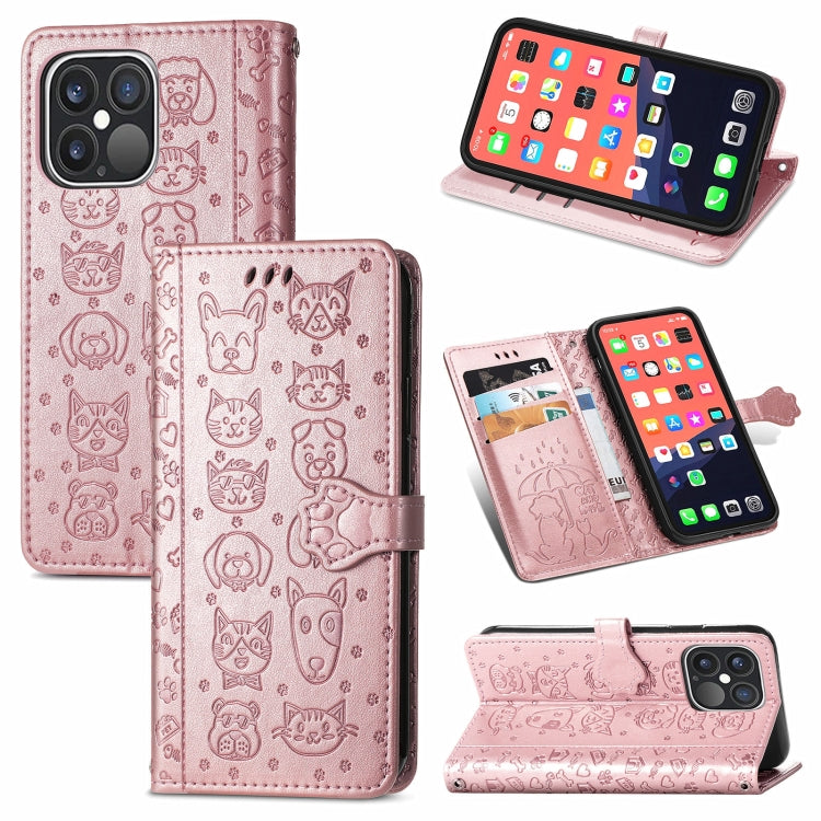 Cute Cat and Dog Embossed Horizontal Flip Leather Case with Holder & Card Slots & Wallet & Lanyard, For iPhone 13 Pro Max, For iPhone 13 Pro, For iPhone  13