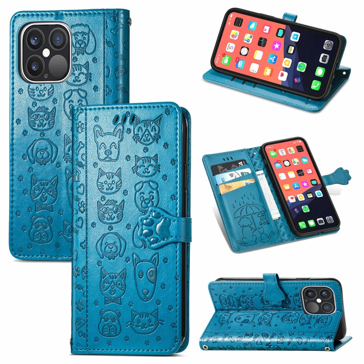 Cute Cat and Dog Embossed Horizontal Flip Leather Case with Holder & Card Slots & Wallet & Lanyard, For iPhone 13 Pro Max, For iPhone 13 Pro, For iPhone  13