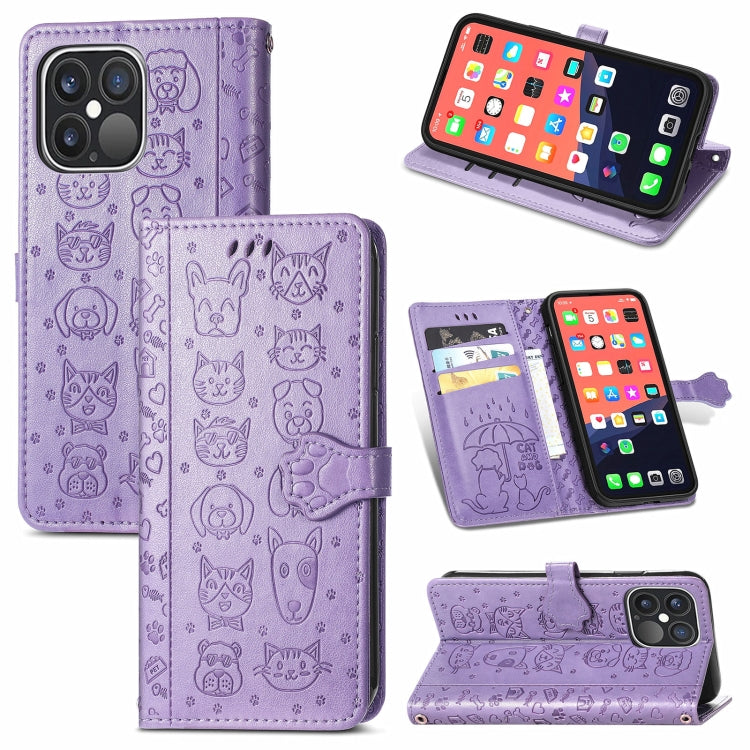 Cute Cat and Dog Embossed Horizontal Flip Leather Case with Holder & Card Slots & Wallet & Lanyard, For iPhone 13 Pro Max, For iPhone 13 Pro, For iPhone  13