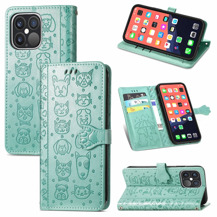 Cute Cat and Dog Embossed Horizontal Flip Leather Case with Holder & Card Slots & Wallet & Lanyard, For iPhone 13 Pro Max, For iPhone 13 Pro, For iPhone  13