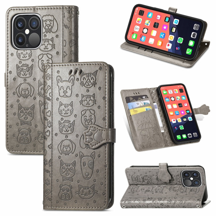 Cute Cat and Dog Embossed Horizontal Flip Leather Case with Holder & Card Slots & Wallet & Lanyard, For iPhone 13 Pro Max, For iPhone 13 Pro, For iPhone  13