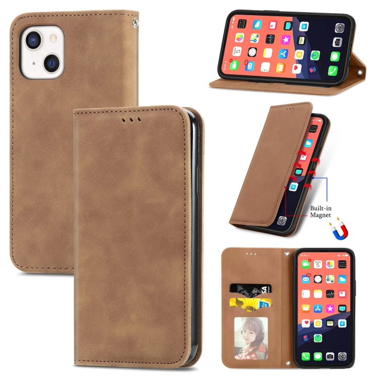 Retro Skin Feel Business Magnetic Horizontal Flip Leather Case With Holder & Card Slots & Wallet & Photo Frame, For iPhone 13 Pro Max, For iPhone 13 Pro, For iPhone 13, For iPhone 13 mini