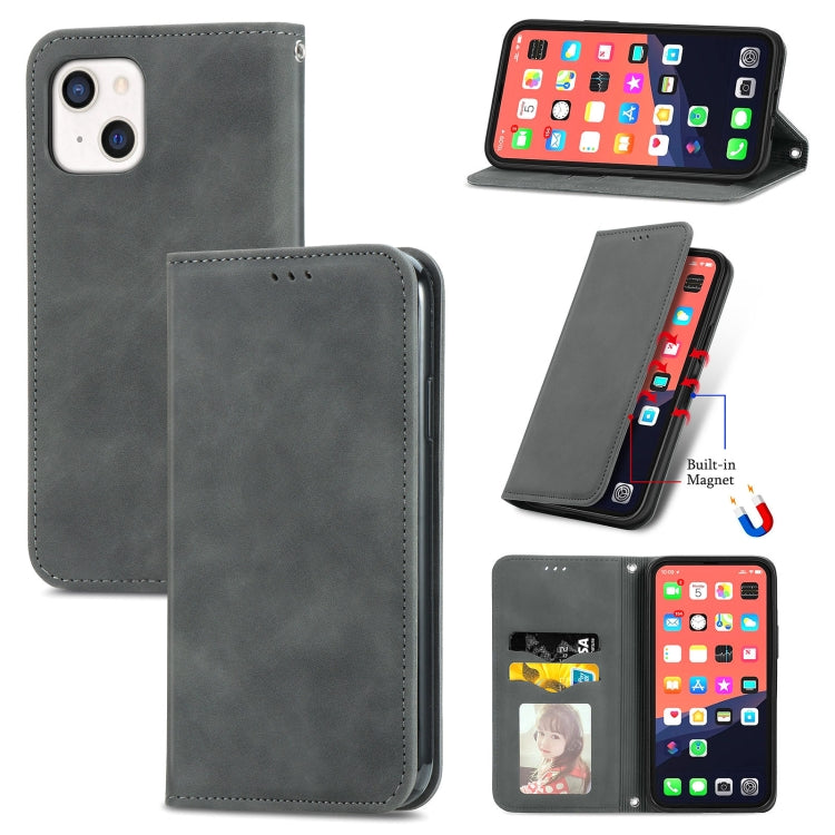 Retro Skin Feel Business Magnetic Horizontal Flip Leather Case With Holder & Card Slots & Wallet & Photo Frame, For iPhone 13 Pro Max, For iPhone 13 Pro, For iPhone 13, For iPhone 13 mini