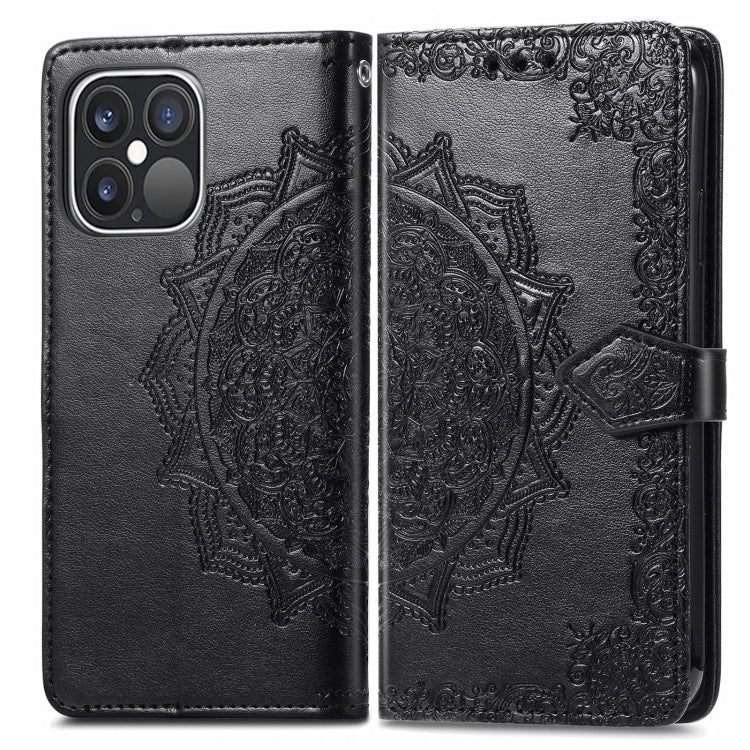 Mandala Flower Embossed Horizontal Flip Leather Case with Holder & Three Card Slots & Wallet & Lanyard, For iPhone 13 Pro Max, For iPhone 13 Pro, For iPhone 13, For iPhone 13 mini