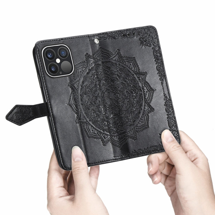Mandala Flower Embossed Horizontal Flip Leather Case with Holder & Three Card Slots & Wallet & Lanyard, For iPhone 13 Pro Max, For iPhone 13 Pro, For iPhone 13, For iPhone 13 mini