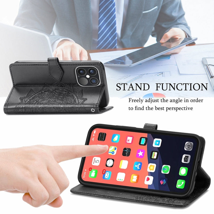 Mandala Flower Embossed Horizontal Flip Leather Case with Holder & Three Card Slots & Wallet & Lanyard, For iPhone 13 Pro Max, For iPhone 13 Pro, For iPhone 13, For iPhone 13 mini