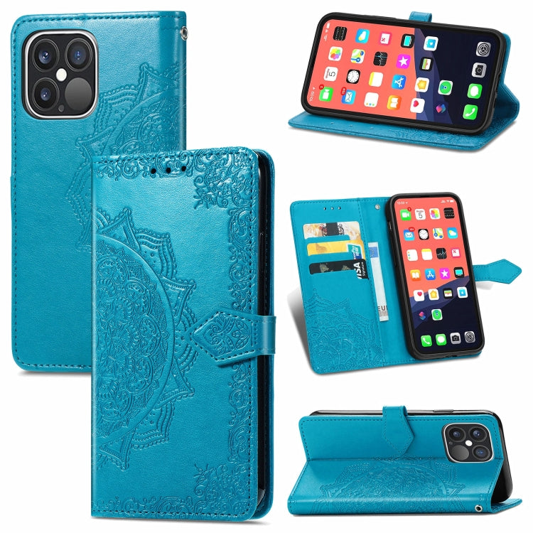 Mandala Flower Embossed Horizontal Flip Leather Case with Holder & Three Card Slots & Wallet & Lanyard, For iPhone 13 Pro Max, For iPhone 13 Pro, For iPhone 13, For iPhone 13 mini