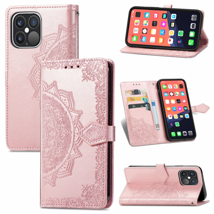 Mandala Flower Embossed Horizontal Flip Leather Case with Holder & Three Card Slots & Wallet & Lanyard, For iPhone 13 Pro Max, For iPhone 13 Pro, For iPhone 13, For iPhone 13 mini