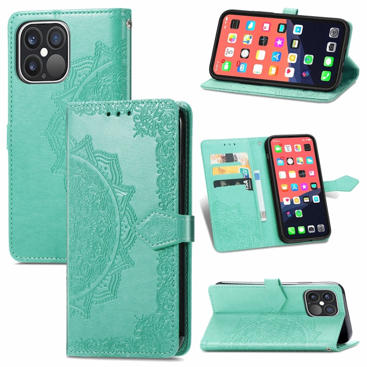 Mandala Flower Embossed Horizontal Flip Leather Case with Holder & Three Card Slots & Wallet & Lanyard, For iPhone 13 Pro Max, For iPhone 13 Pro, For iPhone 13, For iPhone 13 mini