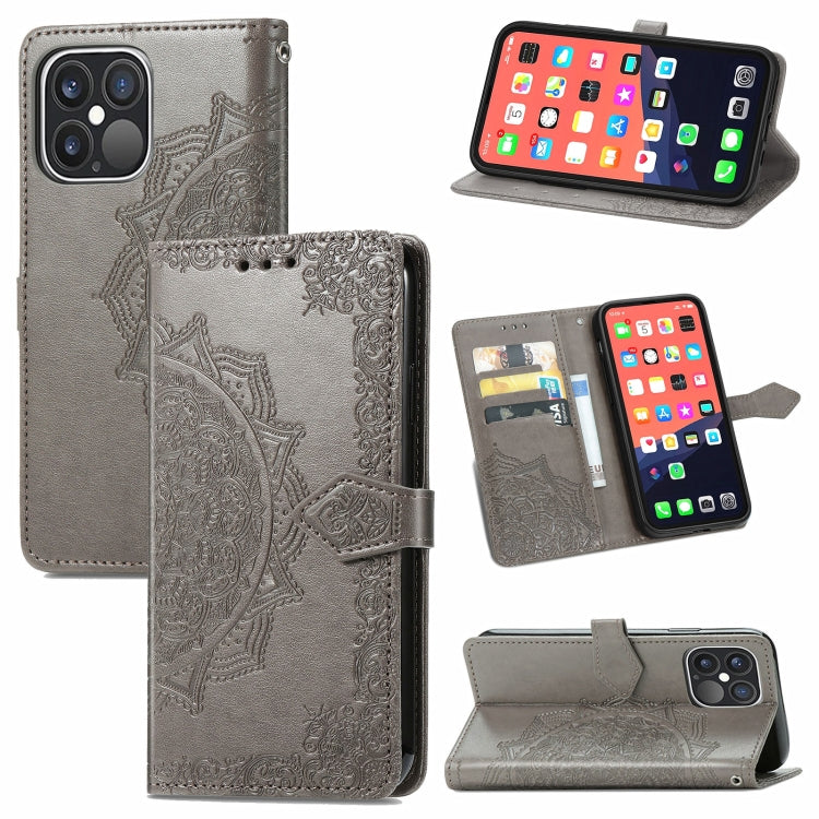 Mandala Flower Embossed Horizontal Flip Leather Case with Holder & Three Card Slots & Wallet & Lanyard, For iPhone 13 Pro Max, For iPhone 13 Pro, For iPhone 13, For iPhone 13 mini