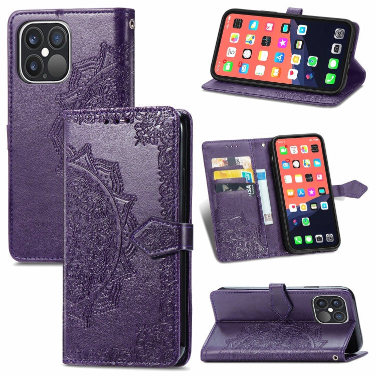 Mandala Flower Embossed Horizontal Flip Leather Case with Holder & Three Card Slots & Wallet & Lanyard, For iPhone 13 Pro Max, For iPhone 13 Pro, For iPhone 13, For iPhone 13 mini