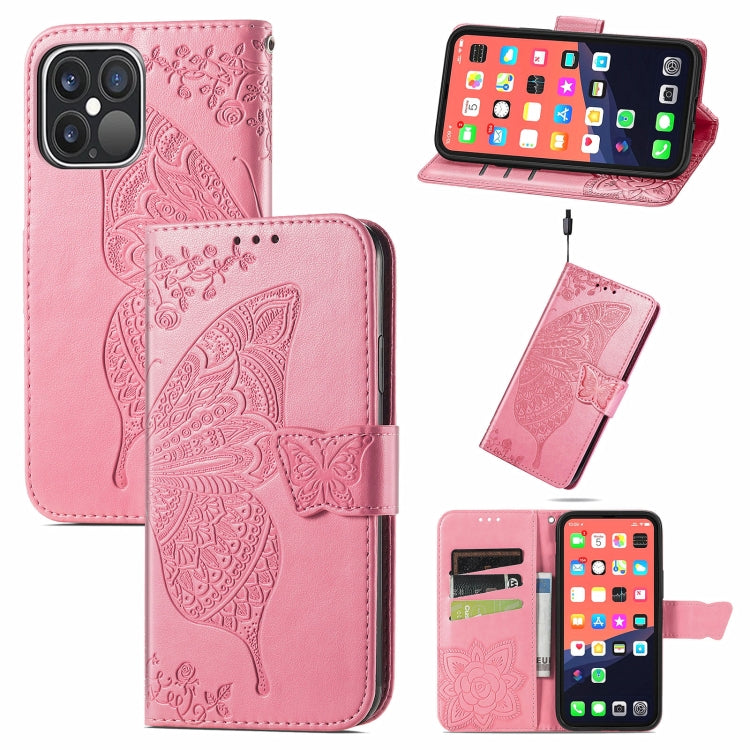 Butterfly Love Flower Embossed Horizontal Flip Leather Case with Bracket / Card Slot / Wallet / Lanyard, For iPhone 13 Pro Max, For iPhone 13 Pro, For iPhone 13
