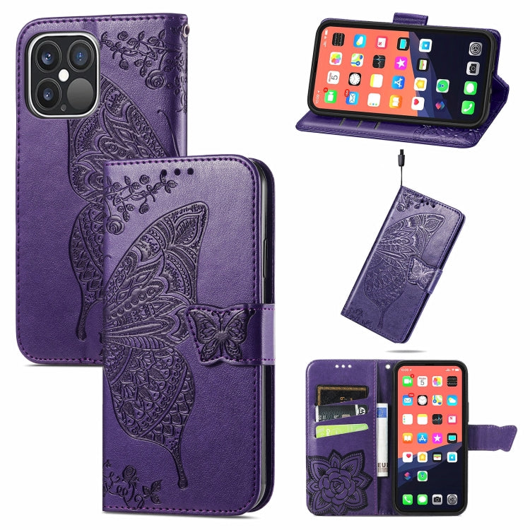 Butterfly Love Flower Embossed Horizontal Flip Leather Case with Bracket / Card Slot / Wallet / Lanyard, For iPhone 13 Pro Max, For iPhone 13 Pro, For iPhone 13