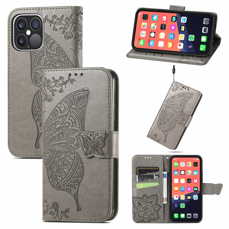 Butterfly Love Flower Embossed Horizontal Flip Leather Case with Bracket / Card Slot / Wallet / Lanyard, For iPhone 13 Pro Max, For iPhone 13 Pro, For iPhone 13