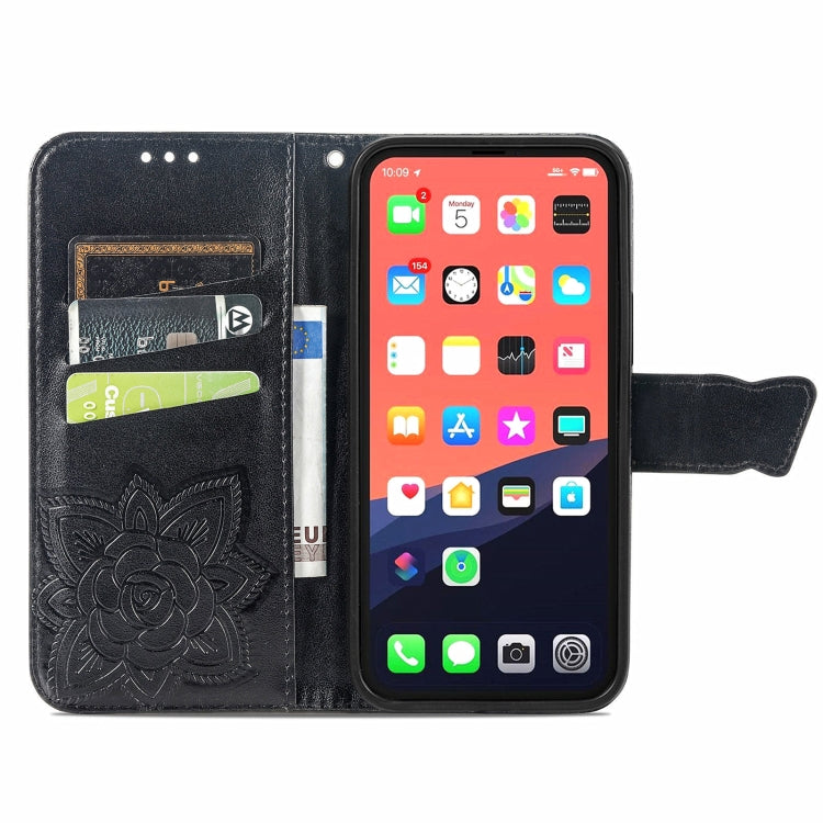 Butterfly Love Flower Embossed Horizontal Flip Leather Case with Bracket / Card Slot / Wallet / Lanyard, For iPhone 13 mini