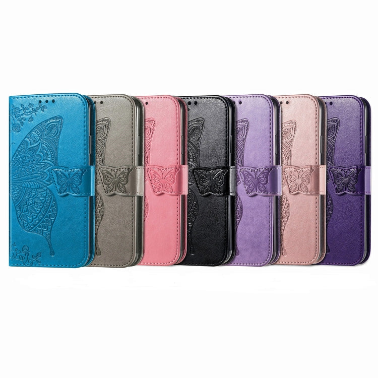 Butterfly Love Flower Embossed Horizontal Flip Leather Case with Bracket / Card Slot / Wallet / Lanyard, For iPhone 13 mini