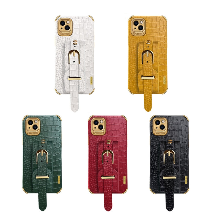 Electroplated TPU Crocodile Pattern Leather Case with Wrist Strap, For iPhone 13 Pro Max, For iPhone 13 Pro, For iPhone 13, For iPhone 13 mini