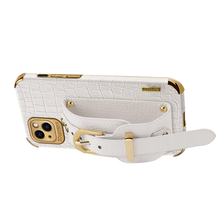 Electroplated TPU Crocodile Pattern Leather Case with Wrist Strap, For iPhone 13 Pro Max, For iPhone 13 Pro, For iPhone 13, For iPhone 13 mini