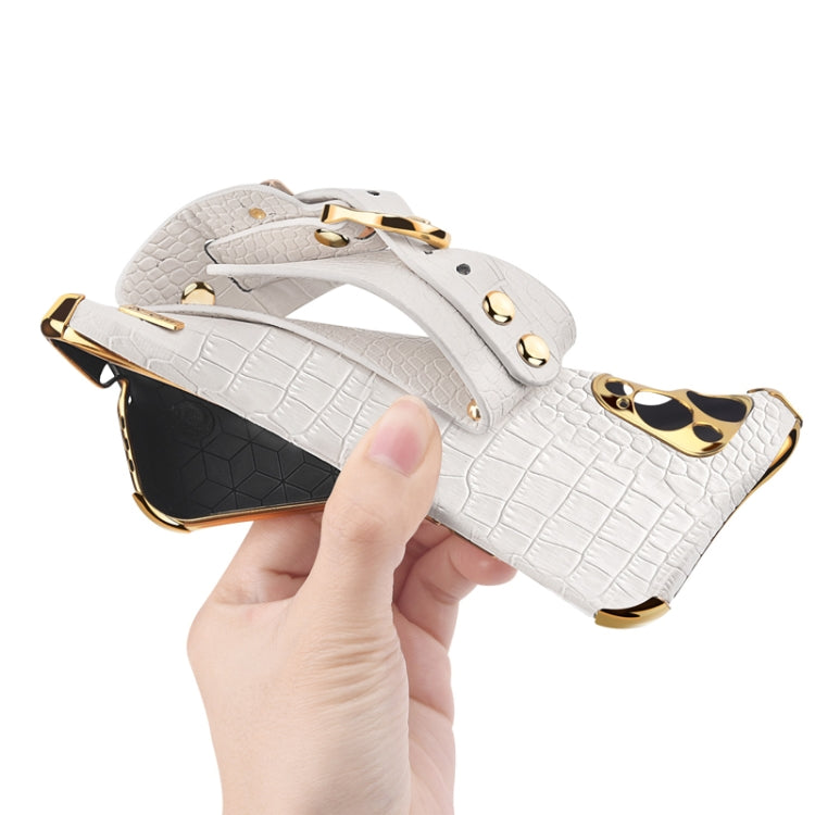 Electroplated TPU Crocodile Pattern Leather Case with Wrist Strap, For iPhone 13 Pro Max, For iPhone 13 Pro, For iPhone 13, For iPhone 13 mini