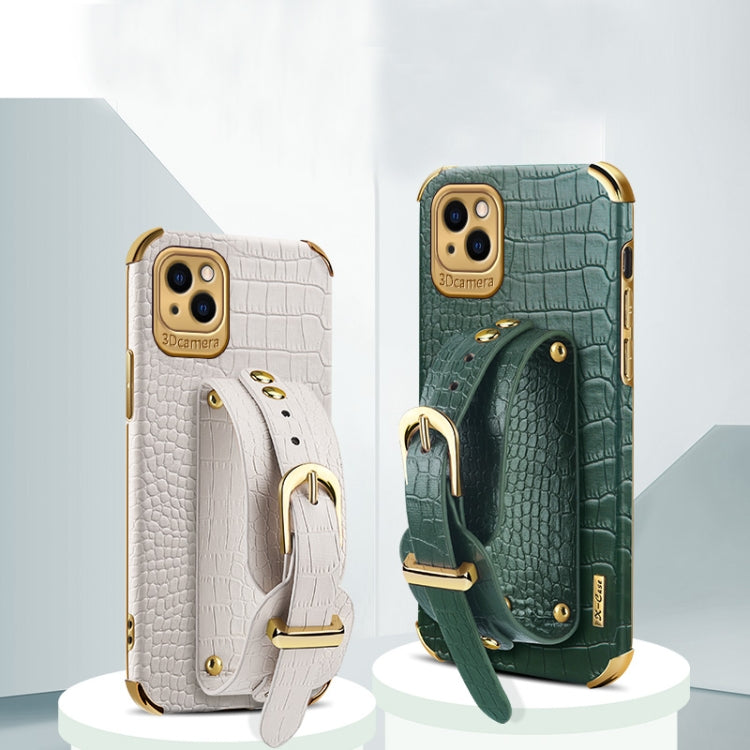 Electroplated TPU Crocodile Pattern Leather Case with Wrist Strap, For iPhone 13 Pro Max, For iPhone 13 Pro, For iPhone 13, For iPhone 13 mini