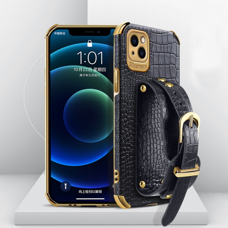 Electroplated TPU Crocodile Pattern Leather Case with Wrist Strap, For iPhone 13 Pro Max, For iPhone 13 Pro, For iPhone 13, For iPhone 13 mini