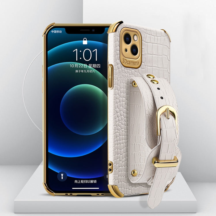 Electroplated TPU Crocodile Pattern Leather Case with Wrist Strap, For iPhone 13 Pro Max, For iPhone 13 Pro, For iPhone 13, For iPhone 13 mini