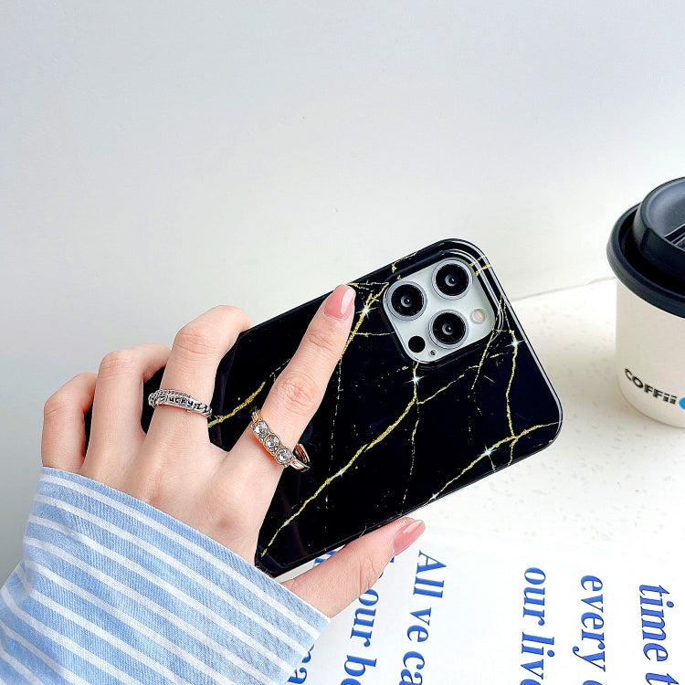 Thickened TPU Glazed Marble Pattern Case with Metallic Ring Holder, For iPhone 11 Pro, For iPhone 11