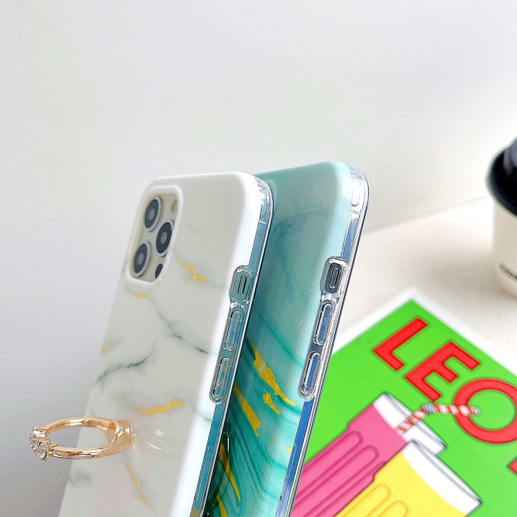 Thickened TPU Glazed Marble Pattern Case with Metallic Ring Holder, For iPhone 11 Pro, For iPhone 11